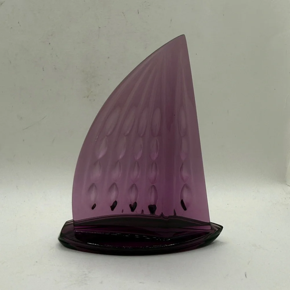 Waterford Ireland Art Glass Purple Crystal Sailboat Figurine Collectible Office - Picture 2 of 14